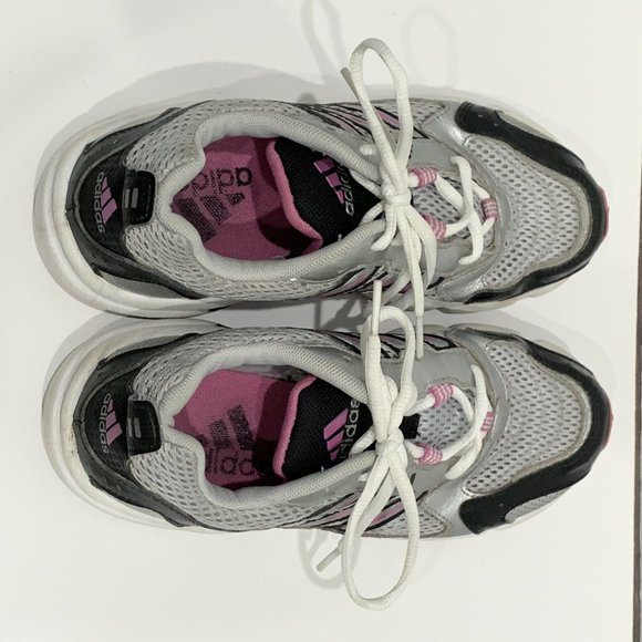 Adidas pink silver running sneaker shoes size 5 US women or big kids shoe laced - Picture 6 of 6